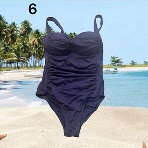 NIPTUCK SWIM One Piece Bathing Suit Size 6 Adjustable Straps Navy Blue